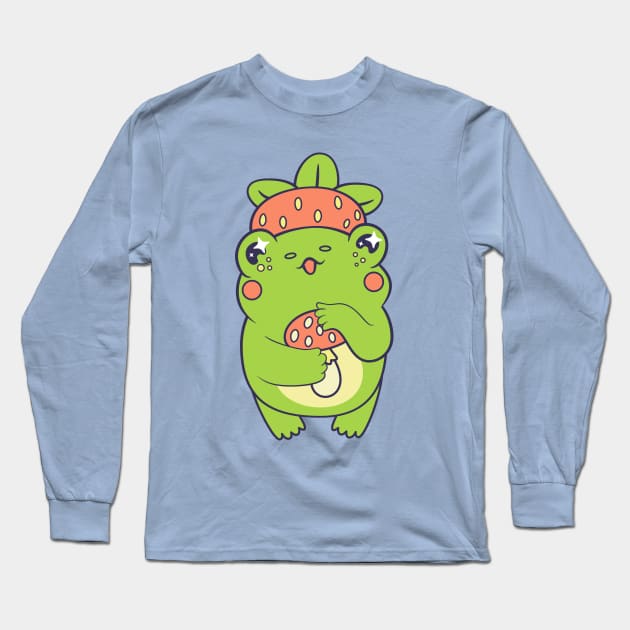 Cottagecore kawaii frog Long Sleeve T-Shirt by levinanas_art